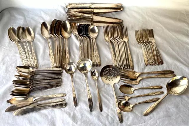 Antique 1921..Grosvenor..silver Plated..85 Pc..flatware Set