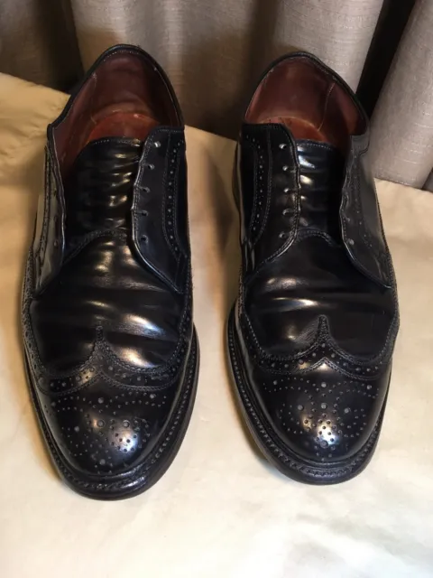 Sz 8.5 D Allen Edmonds Black Leather Wingtip Oxfords Dress Shoes