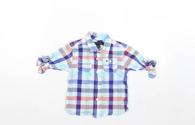 Tommy Hilfiger Baby Multicoloured Check 100% Cotton Basic Button-Up Size 12 Mont