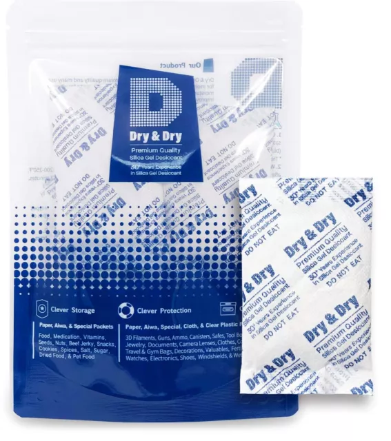 Dry & Dry 30 Gram [10 Packets] Premium Silica Gel Packets Desiccant Packs