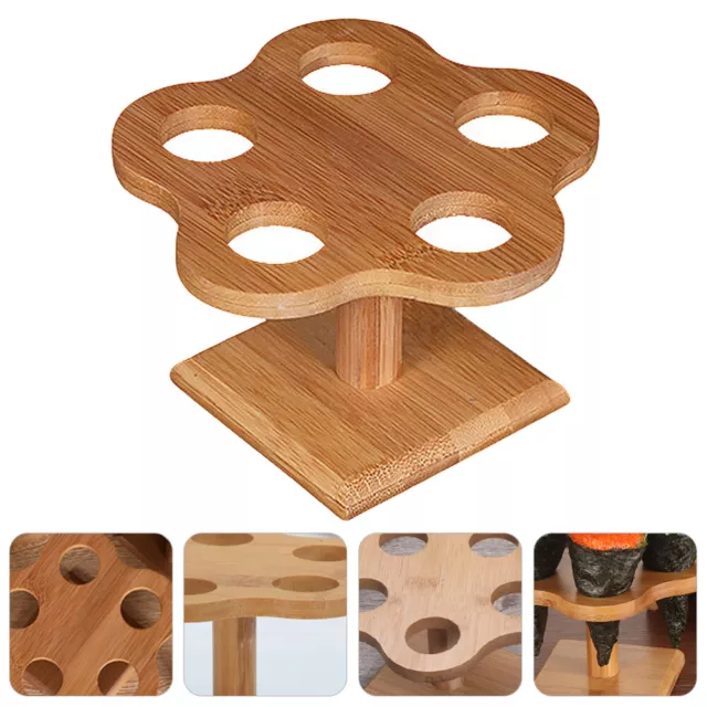 Bamboo Ice Cream Cone Holder, 5-Hole Display Stand for Parties & Restaurants