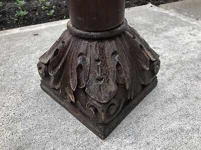 Antique 57 3/8” Ornate Wood Post Column, Railing Staircase 12