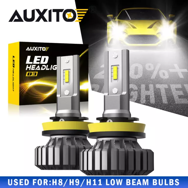 2PC AUXITO LED H8 H11 H9 Headlight Bulb Low Beam 6500K 20000LM CSP Kit CNABUS