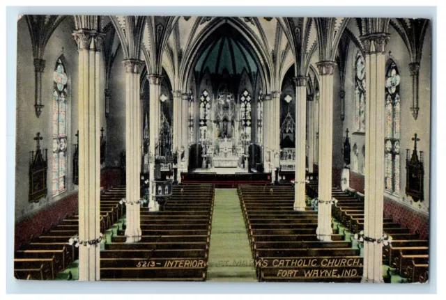 c1910's Interior Of St. Mary's Catholic Church Fort Wayne Indiana  IN Postcard