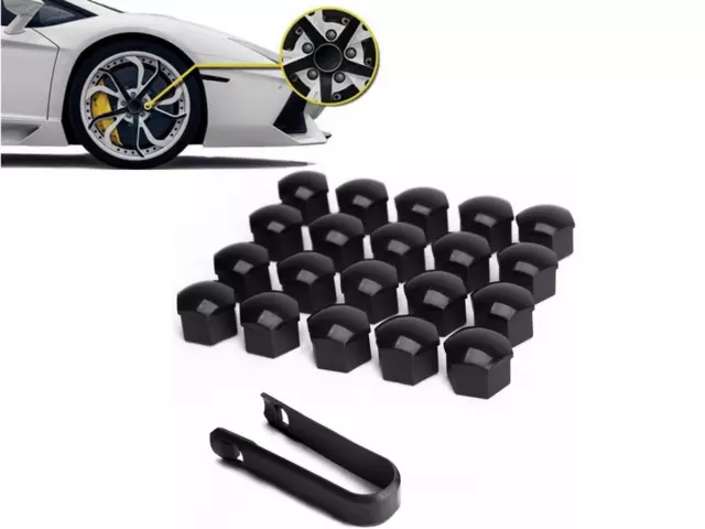 KIT 20 COPRIBULLONI UNIVERSALE COPERCHIO BULLONE 17mm RUOTE PER AUDI PEUGEOT BMW