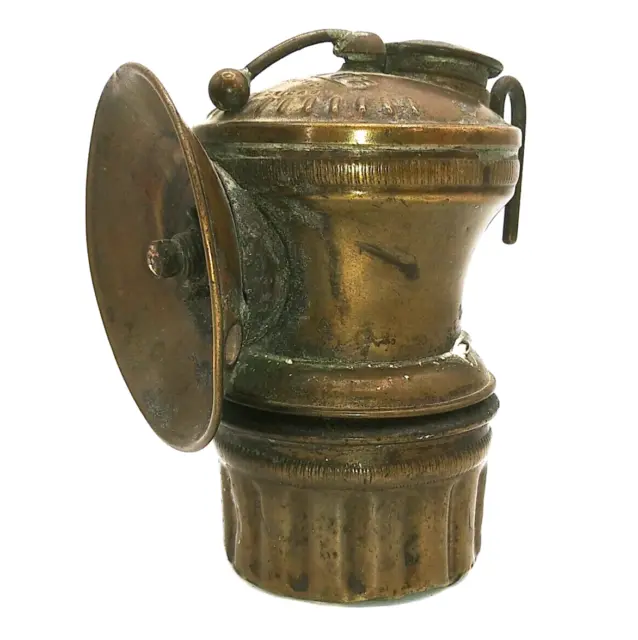 Vintage US Auto-Lite Universal Lamp Co. Coal Miner Brass Carbide Headlamp Light