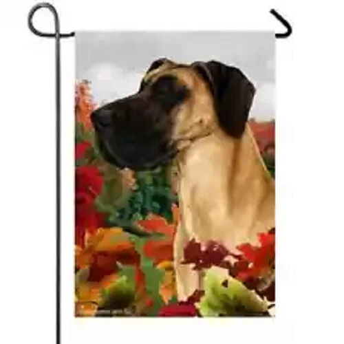 Fall House Flag - Uncropped Fawn Great Dane 13153
