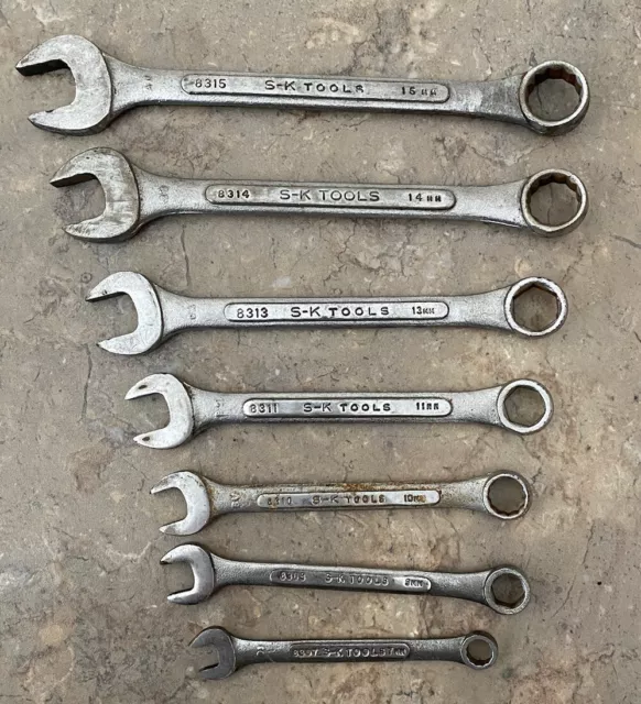 S-K Tools - Vintage Lot Of 6 Metric Combination Wrenches (7,9,11,13,14,15mm)