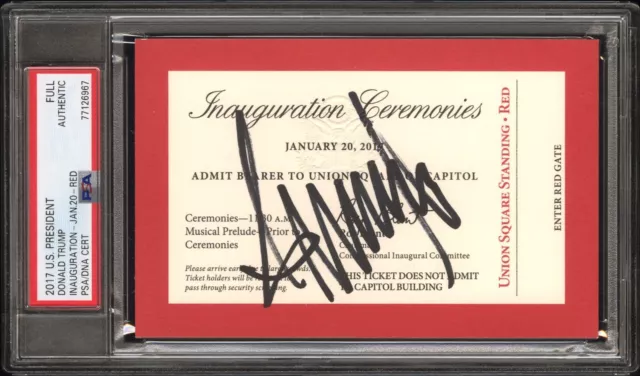 Donald Trump Signed Autograph Official Inauguration Ticket Red MAGA PSA/DNA COA