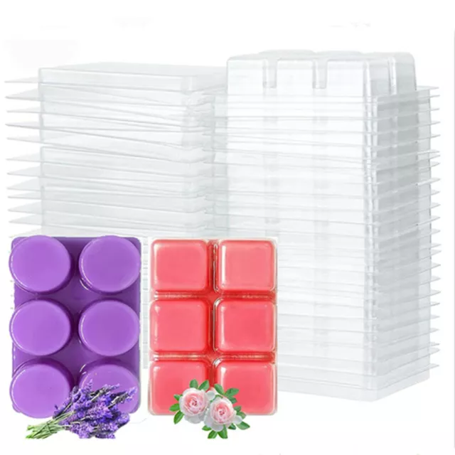 10/100Pcs Wholesale Soy Wax Melt Containers Clamshell Mould 6 Cavity Clam Shell