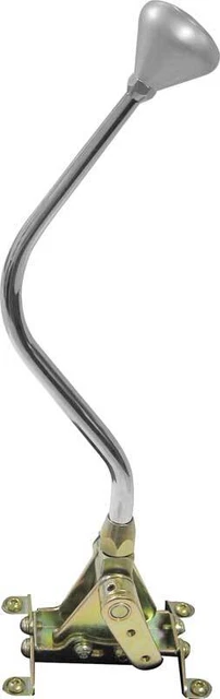 TH350 Floor Mount Shifter w/16" Bench Bend Chrome Lever And Brushed Aluminum
