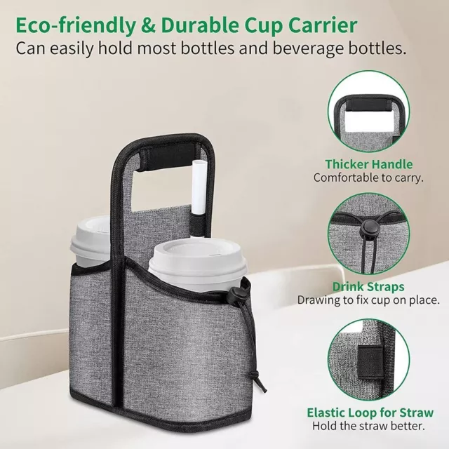 Reusable Coffee Cup Holder Portable Cup Tote Bag Water Bottle Carrier
