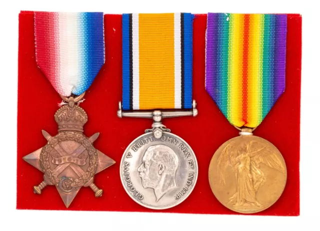 WW1 British 1914-15 Star War & Victory Medal Trio L-13370.PTE.J.ROBERTS.MIDDX.R