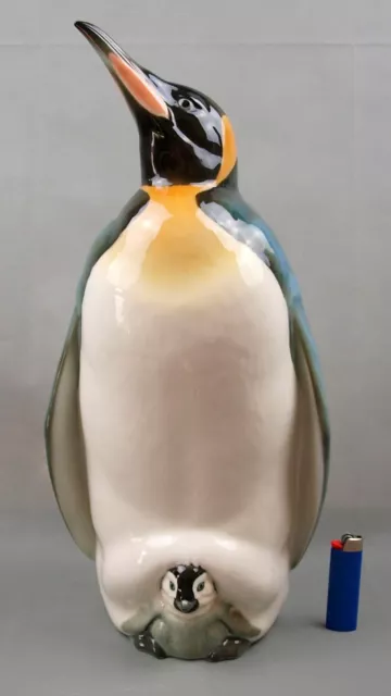 Wunderschöne Und Riesige Hutschenreuther Figur - Pinguin Mit Baby - 45Cm!!