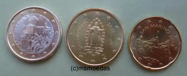 San Marino 20 Cent + 50 Cent + 1 Euro Münzen 2018 Euromünzen coins neue Motive