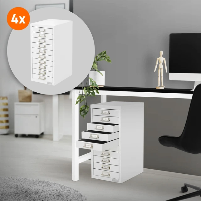 Armoire De Bureau Avec Porte Coulissante - 90x40x180 Cm, Acier Blanc, étagères Réglables, Serrure Incluse