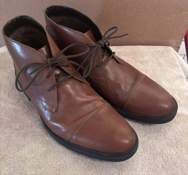 BOSTONIAN MEN BROWN Leather Chukka Boots Lace Up Comfort  display picture 3