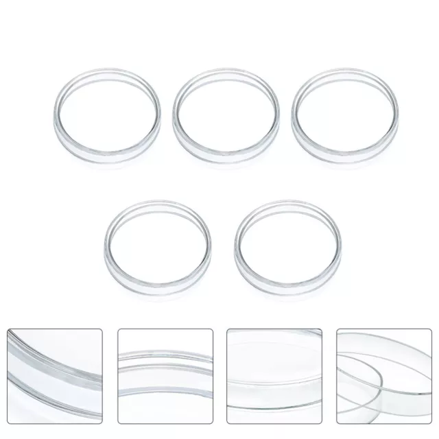 Lab-Grade Glass Petri Dishes with Lids - 5Pcs for Cell Culture Research