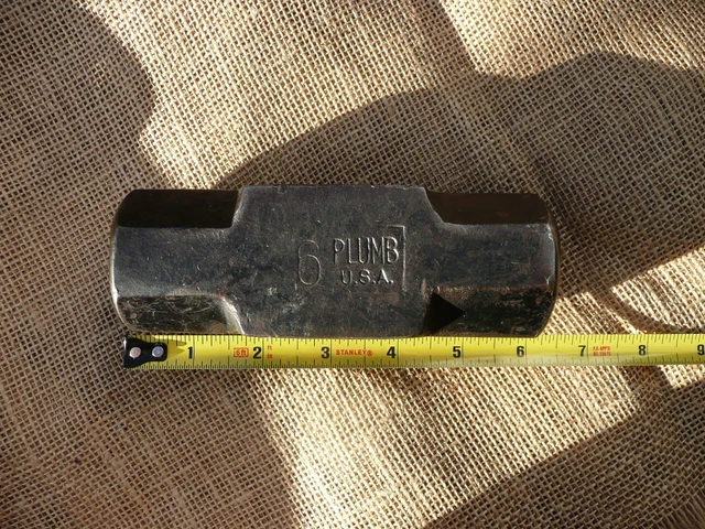 Vintage PLUMB U.S.A. Sludge Hammer Head - 6  lb