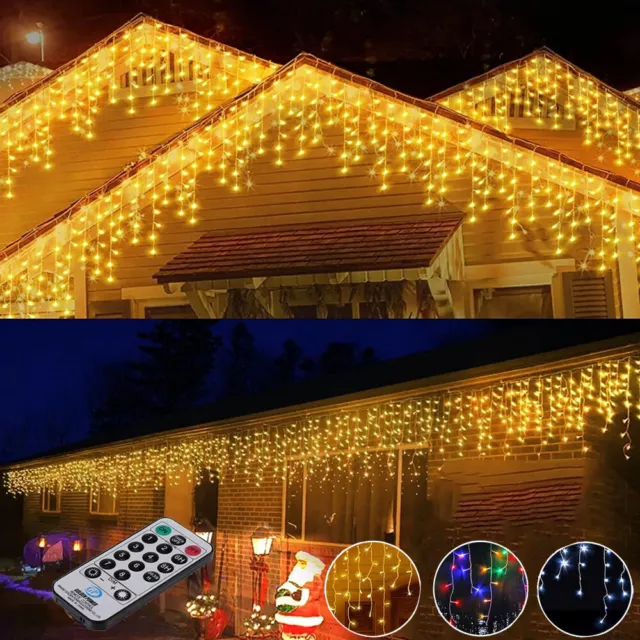 LED Icicle Lights Curtain Fairy String Light Outdoor Christmas Xmas Party Decor