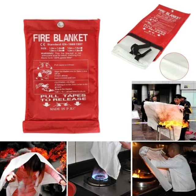 1m²Large Fire Blanket Fireproof For Home Kitchen Office Caravan Emergency Safety