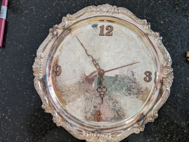 Handmade Silver Plated Tray Clock