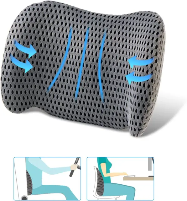 Lumbar Pillow, Lumbar Support Pillow for Office Chair, Ergonomic Memory Foam Bac