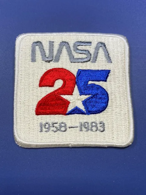 Vtg NASA Space 25 Year Embroidered Fabric Patch 1958 - 1983 Finished Edge