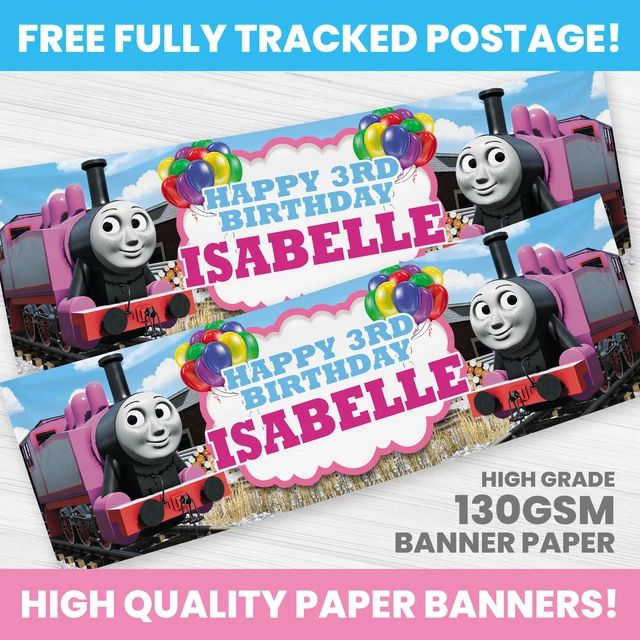 THOMAS TANK ENGINE Birthday Banner Personalised Any Name Photo Party ...