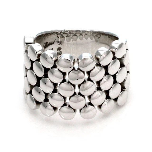 Chopard 18k White Gold Flexible Bead Design Wide Band Ring w/Cert. Rt. $4,800 Chopard 18k White Gold Flexible Bead Design Wide Band Ring w/Cert. Rt. $4,800