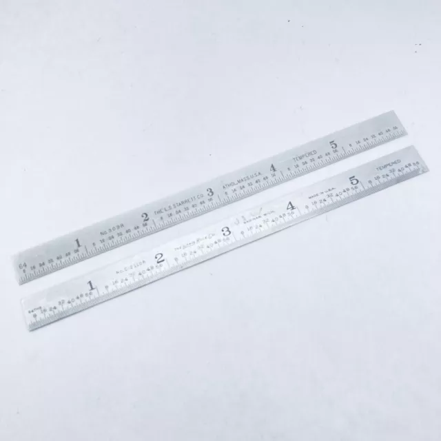STARRETT No. C309R-6 & LUFKIN No. C2110R Full-Flexible Steel Rules w/Inch Grads