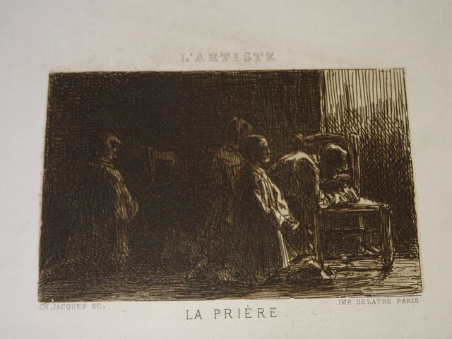 Charles Emile JACQUE (1813-1894)EAU FORTE ORIGINALE PAYSAGE CHAMPETRE BARBIZON