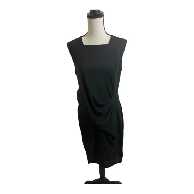 Helmut Lang womens asymmetrical dress  with draping In front size Large black.