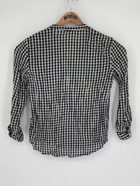 NWT Soft Joie Dane Blouse Black/White Checked Rayon/Cotton Blend Sz XS R2 3