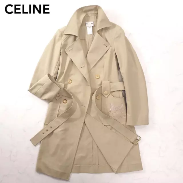 Celine trench coat cotton beige color women's size 38 with belt