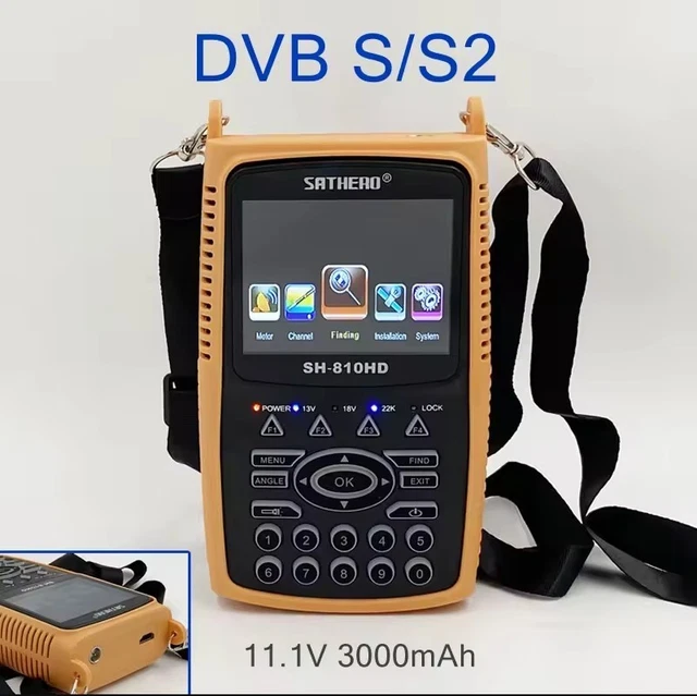 Compteur De Signal Satellite DVB-S2/T-C MPEG4 - Sat Finder Meter Écran LCD 2.4" HD Avec Lampe De Poche Et Boussole
