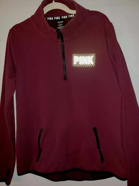 Victoria Secret PINK Cozy Perfect Half Zip L Reflective Logo Fleece women's