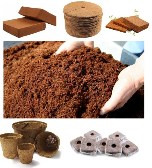 Coco Coir Bricks Pots Coconut Fibre Mulch Mat Organic Peat Free Compost Plants