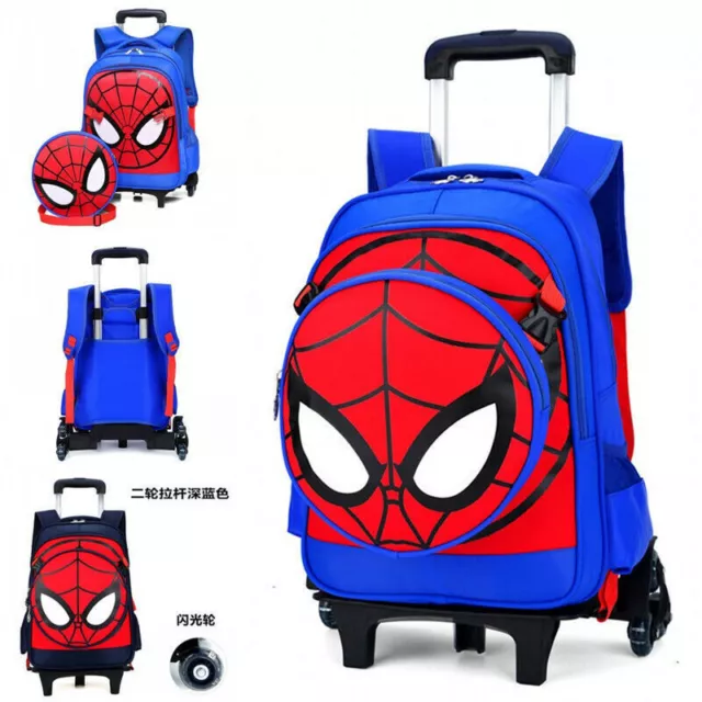 Spiderman Boys Kids Backpack Trolley Bag Rolling Suitcase Luggage Gifts
