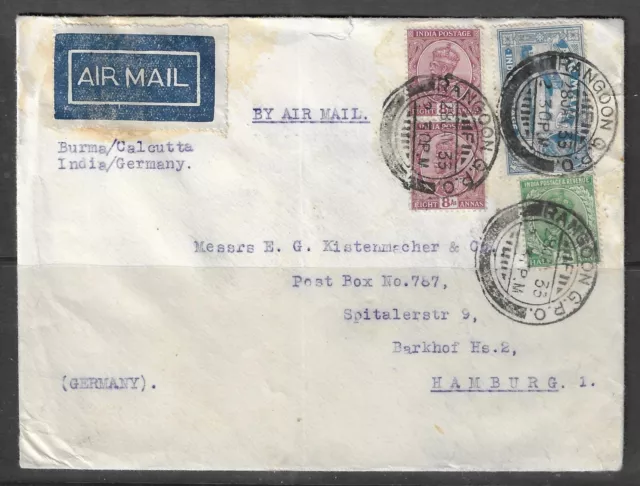 Burma 1933 Cover to Hamburg