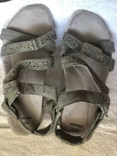 earth origins womens strappy sandals leather green size 8 W