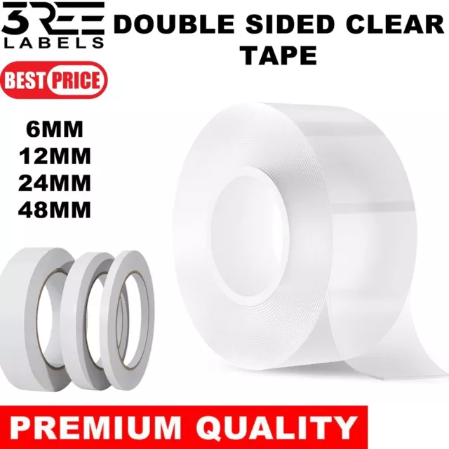 Double Sided Clear Sticky Tape Diy Strong Craft Adhesive 6Mm 12Mm 24Mm 48Mm