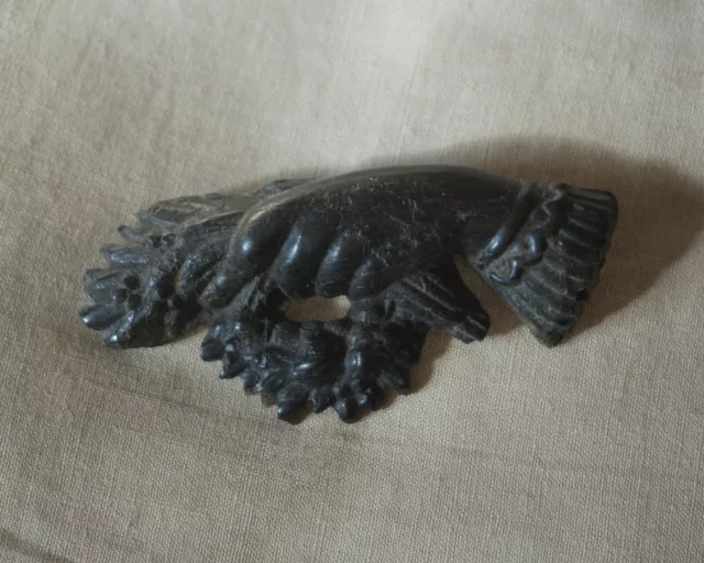 Antique Victorian Mourning Gutta Percha Or Bog Oak Hand Brooch