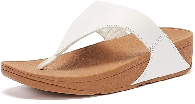 Fit Flop Lulu Leather Toe Post Womens White 7M US - Open Box