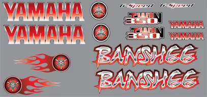 Banshee yamaha Decals RED Full Color Stickers Graphics 14pc ATV QUAD flames