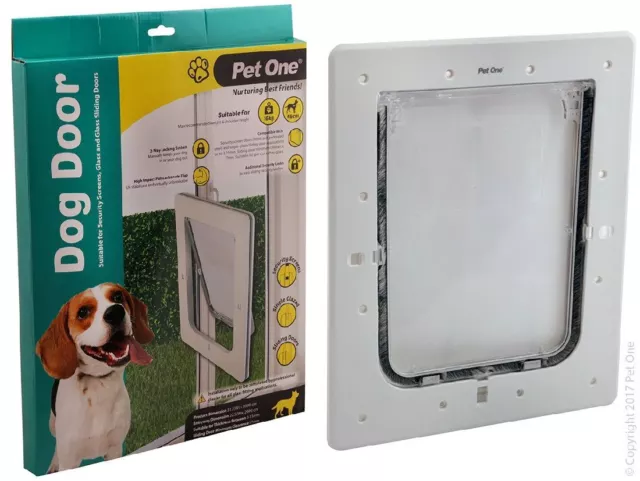 Pet One Dog Door For Glass And Screen Doors Dogs Up To 16Kg Medium - Free Shippi