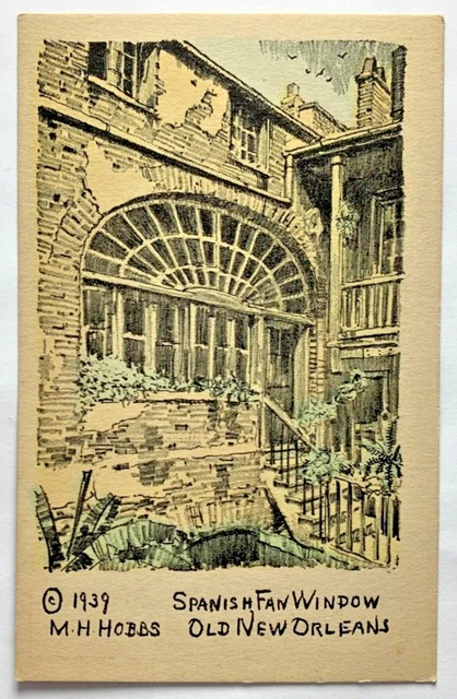 Old New Orleans Louisiana Spanish Fan Window Toulouse Street Postcard MH Hobbs