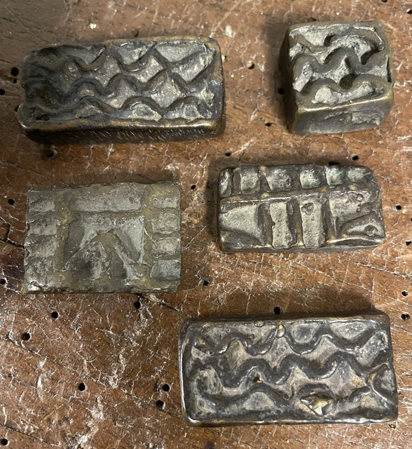 Suite de 5 Bronze Monnaie Ancienne Afrique Objet Ethnique Pièce Africain