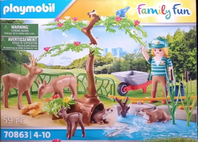 PLAYMOBIL 70863 Soigneuse Zoo Loutre Chevreuils Poissons Parc Animalier NEUF OVP