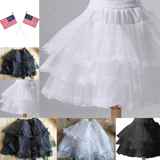 US Flower Girls 3 Layers Net Petticoat Underskirt Tutu Skirt Slip Wedding Dress